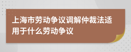 上海市劳动争议调解仲裁法适用于什么劳动争议