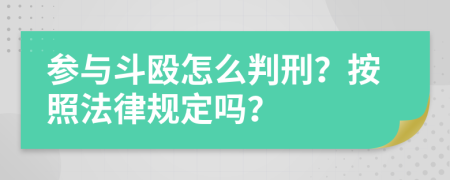 参与斗殴怎么判刑？按照法律规定吗？