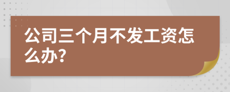 公司三个月不发工资怎么办？