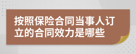 按照保险合同当事人订立的合同效力是哪些