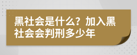 黑社会是什么？加入黑社会会判刑多少年