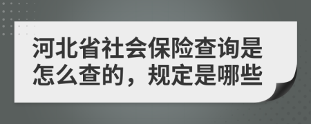 河北省社会保险查询是怎么查的，规定是哪些