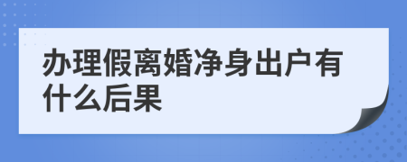 办理假离婚净身出户有什么后果