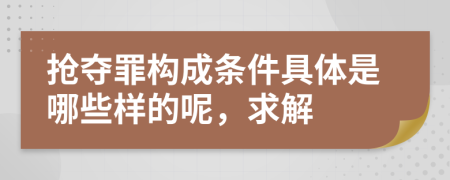 抢夺罪构成条件具体是哪些样的呢，求解