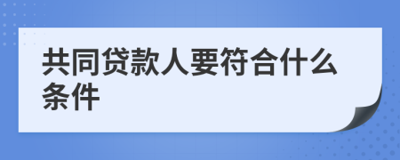 共同贷款人要符合什么条件