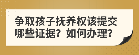 争取孩子抚养权该提交哪些证据？如何办理？