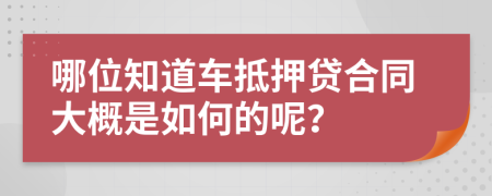 哪位知道车抵押贷合同大概是如何的呢？