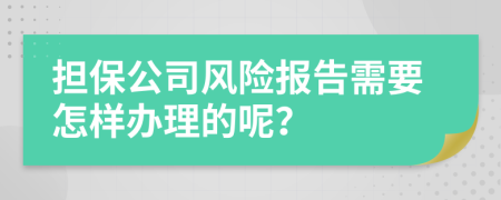 担保公司风险报告需要怎样办理的呢？