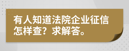 有人知道法院企业征信怎样查？求解答。