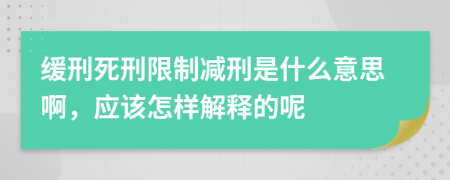 缓刑死刑限制减刑是什么意思啊，应该怎样解释的呢