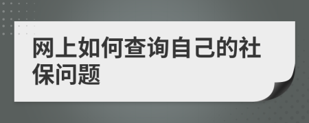 网上如何查询自己的社保问题