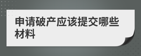 申请破产应该提交哪些材料