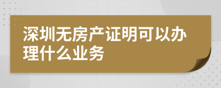 深圳无房产证明可以办理什么业务