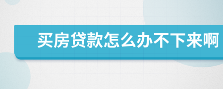 买房贷款怎么办不下来啊