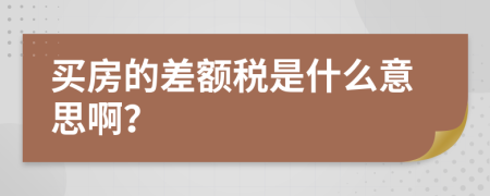 买房的差额税是什么意思啊？