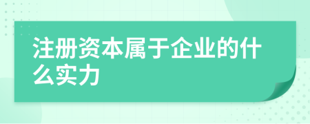 注册资本属于企业的什么实力