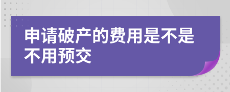 申请破产的费用是不是不用预交