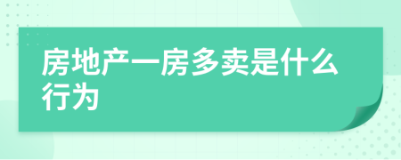 房地产一房多卖是什么行为