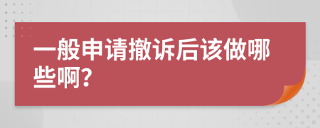 一般申请撤诉后该做哪些啊？