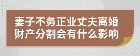 妻子不务正业丈夫离婚财产分割会有什么影响