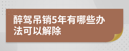 醉驾吊销5年有哪些办法可以解除