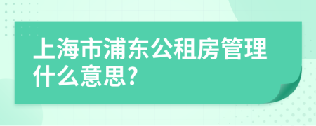 上海市浦东公租房管理什么意思?