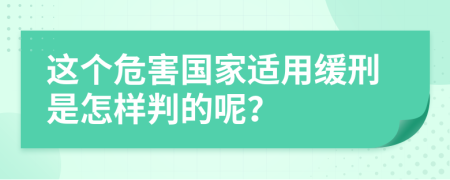 这个危害国家适用缓刑是怎样判的呢？