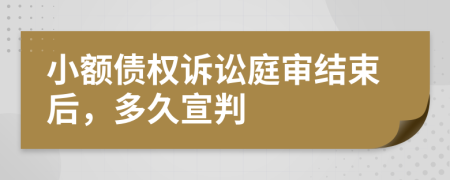 小额债权诉讼庭审结束后，多久宣判