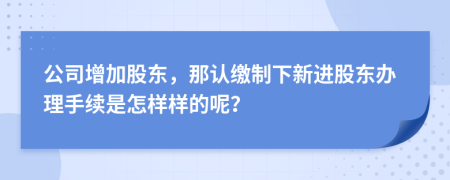 公司增加股东，那认缴制下新进股东办理手续是怎样样的呢？