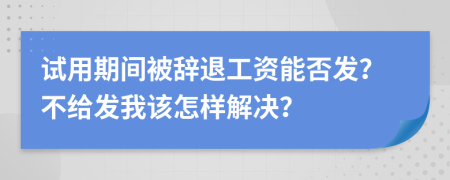 试用期间被辞退工资能否发？不给发我该怎样解决？