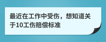 最近在工作中受伤，想知道关于10工伤赔偿标准