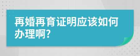 再婚再育证明应该如何办理啊?