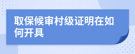 取保候审村级证明在如何开具