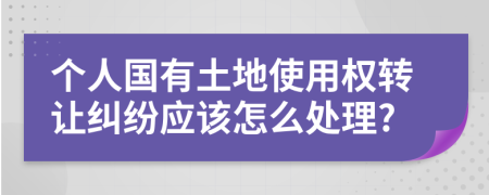 个人国有土地使用权转让纠纷应该怎么处理?