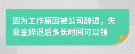 因为工作原因被公司辞退，失业金辞退后多长时间可以领