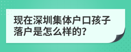 现在深圳集体户口孩子落户是怎么样的？