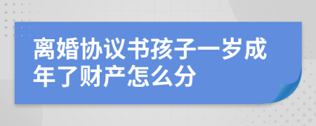 离婚协议书孩子一岁成年了财产怎么分