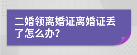 二婚领离婚证离婚证丢了怎么办？