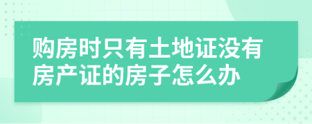 购房时只有土地证没有房产证的房子怎么办