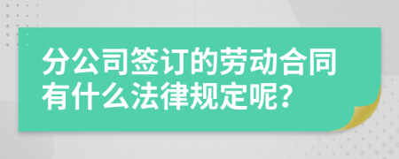 分公司签订的劳动合同有什么法律规定呢？