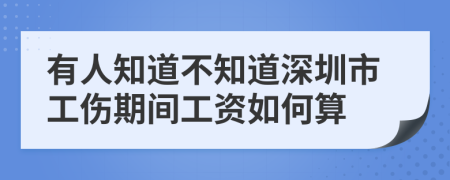 有人知道不知道深圳市工伤期间工资如何算