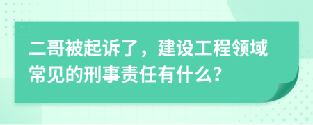 二哥被起诉了，建设工程领域常见的刑事责任有什么？