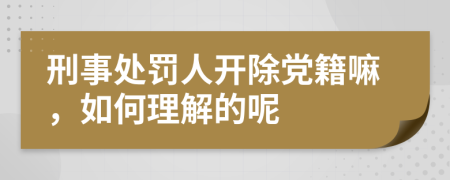 刑事处罚人开除党籍嘛，如何理解的呢