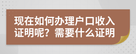 现在如何办理户口收入证明呢？需要什么证明