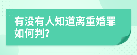 有没有人知道离重婚罪如何判？