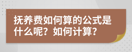 抚养费如何算的公式是什么呢？如何计算？