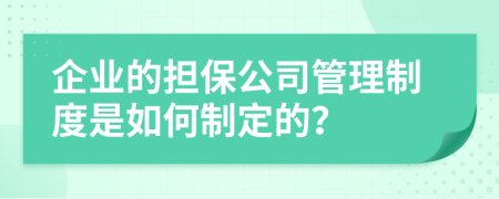 企业的担保公司管理制度是如何制定的？