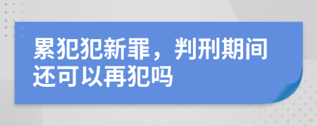 累犯犯新罪，判刑期间还可以再犯吗