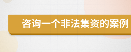 咨询一个非法集资的案例