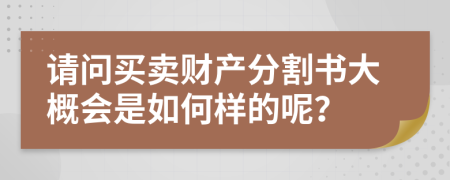 请问买卖财产分割书大概会是如何样的呢？